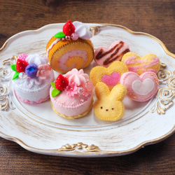 フェルトケーキ2個＆ロールケーキ1個＆クッキー5個セット 雑貨