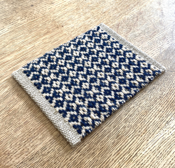 手織り ウール ポットマット 1枚目の画像