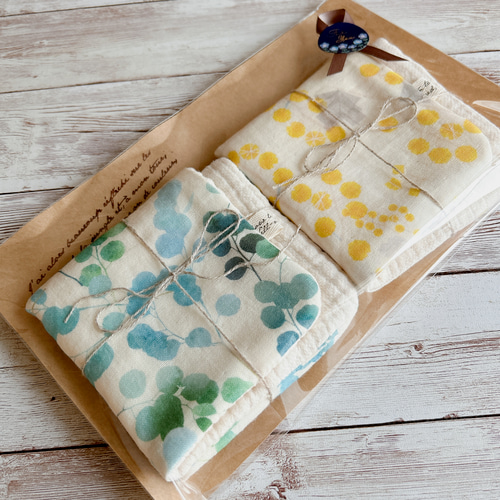 8重ガーゼハンカチ 刺繍ガーゼ 紫陽花