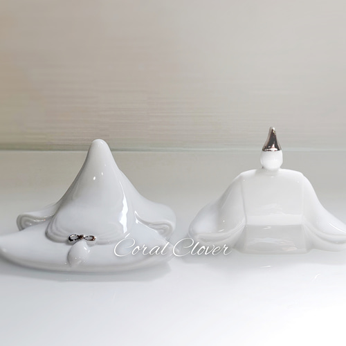 廃盤！ぼんぼり付き雛人形3個セット ポーセラーツ 白磁 廃盤！ぼんぼり