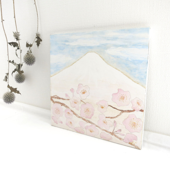 【日本画原画】富士山と桜　アートパネル　インテリア　アート 6枚目の画像