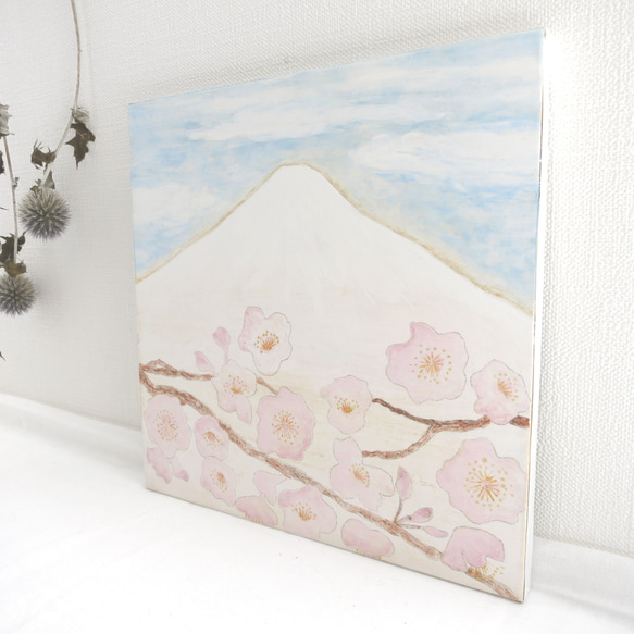 【日本画原画】富士山と桜　アートパネル　インテリア　アート 3枚目の画像