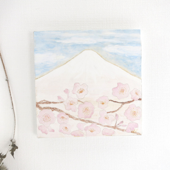 【日本画原画】富士山と桜　アートパネル　インテリア　アート 8枚目の画像