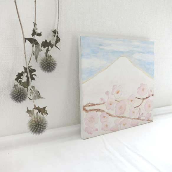 【日本画原画】富士山と桜　アートパネル　インテリア　アート 7枚目の画像