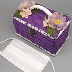 お花のバスケット（紫）マスクストッカー 1枚目の画像