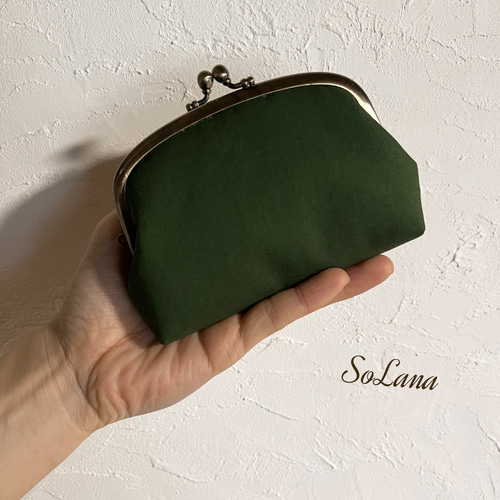 深緑×ドット◇親子がま口財布 その他ミニ財布・コンパクト財布 SoLana