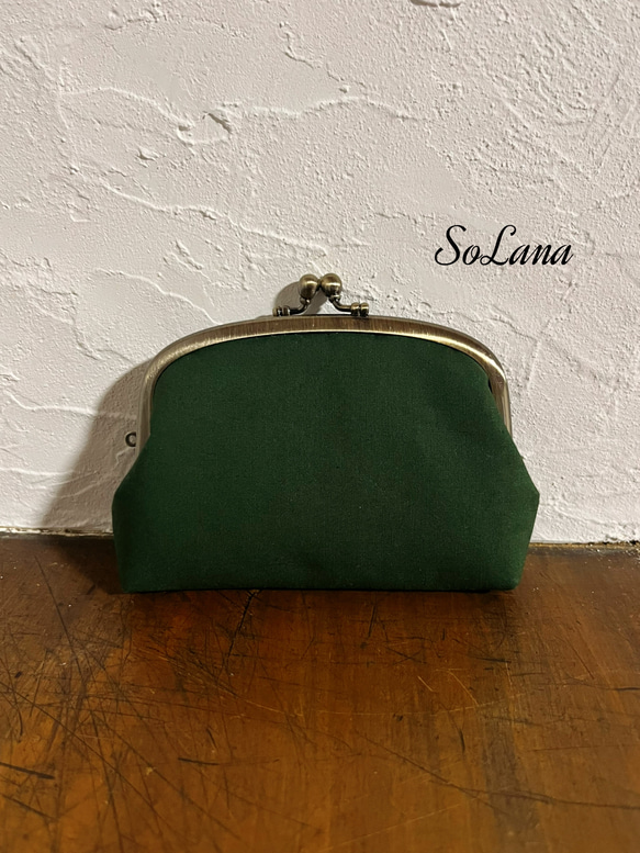 深緑×ドット◇親子がま口財布 その他ミニ財布・コンパクト財布 SoLana
