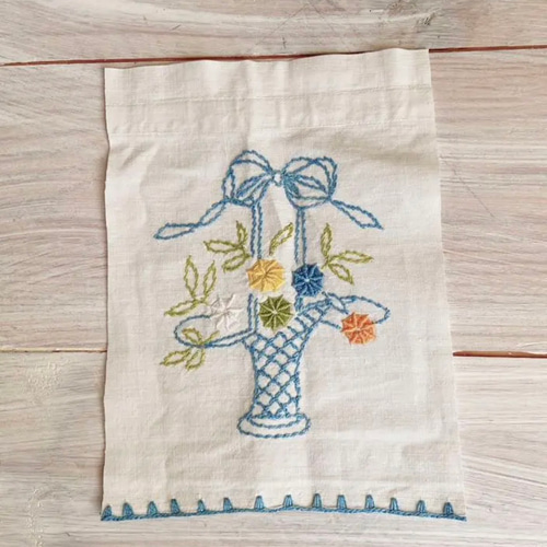 格安SALEスタート！ アンティーク フランス ヴィンテージ その他 手刺繍 花カゴ 花籠 その他