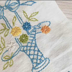 フランス　アンティーク　ヴィンテージ  花籠　花カゴ　手刺繍 2枚目の画像