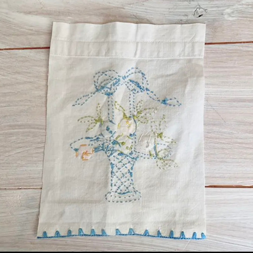 フランス アンティーク ヴィンテージ 花籠 花カゴ 手刺繍 その他素材