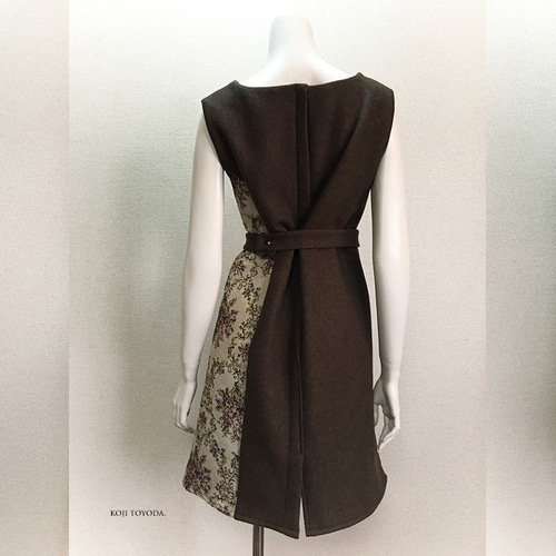 1点もの・デザイン画付き】イタリア製ウール生地ゴブラン織り切り替え  