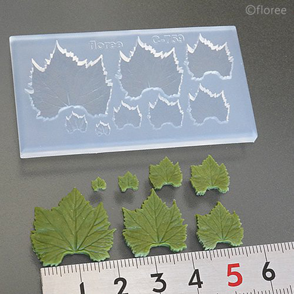 (S1059)シリコンモールド 葉型 リアル リーフぶどうの葉 片面型タイプ 植物 ボタニカル 1枚目の画像