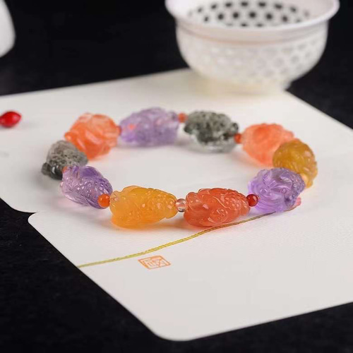 天然 多宝 ジンチャン 金蟾彫り ブレスレット ブレスレット 天然石屋  