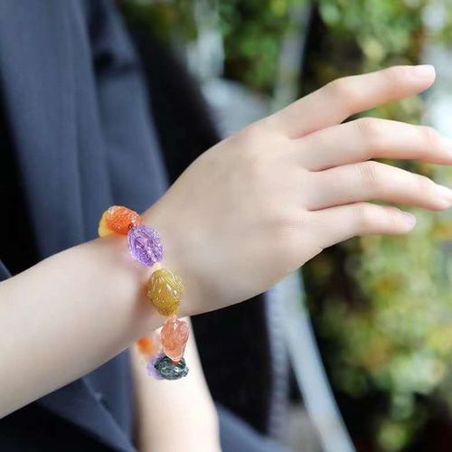 天然 多宝 ジンチャン 金蟾彫り ブレスレット ブレスレット 天然石屋  