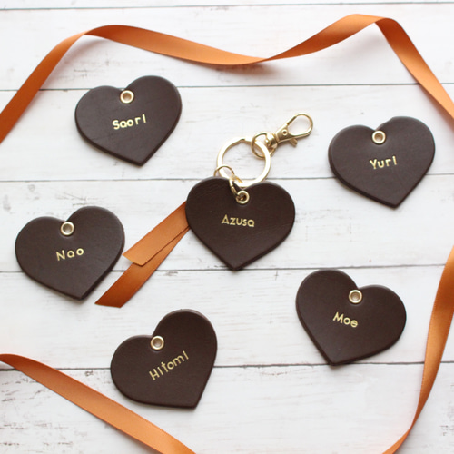 送料無料・ハートのレザーチャーム キーホルダー /チョコ・トープ