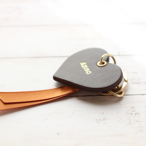 送料無料・ハートのレザーチャーム キーホルダー /チョコ・トープ