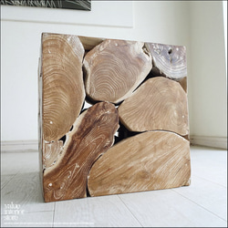 無垢 チークブロックスツールNW32 椅子 イス ベンチ チェア ナチュラル 手作り家具 チェア 銘木 無垢材家具 4枚目の画像