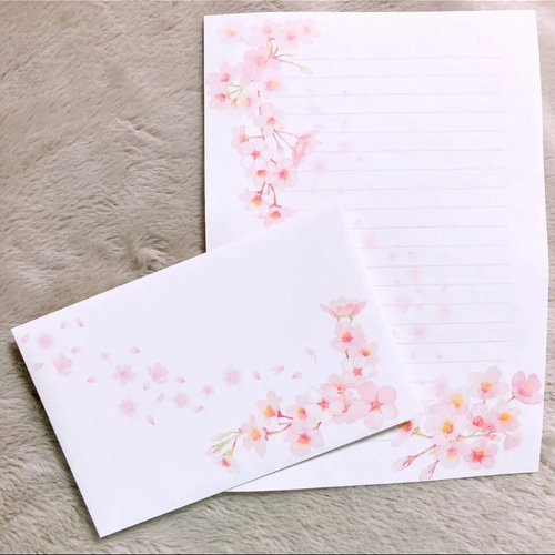 桜のレターセット 桜シール付き レターセット 白 通販 15508061