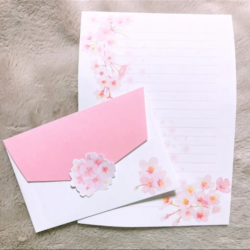 桜のレターセット 桜シール付き レターセット 白 通販 15508061