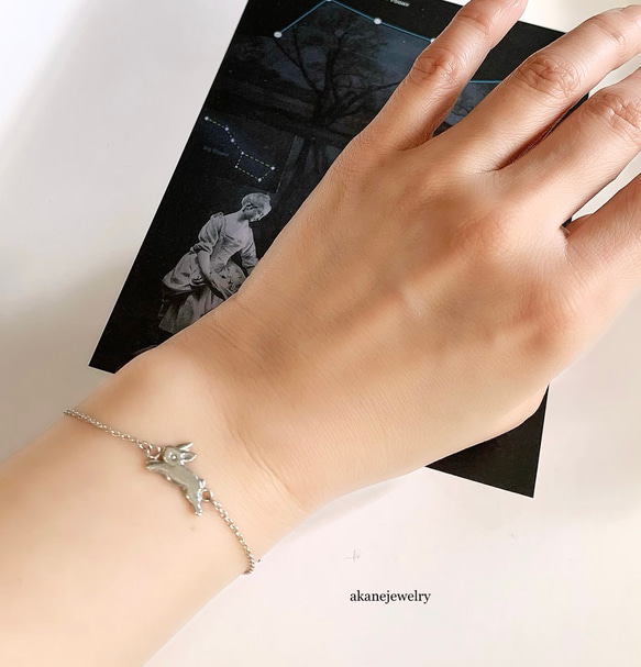 レトロなうさぎのブレスレット　シルバー製 6枚目の画像