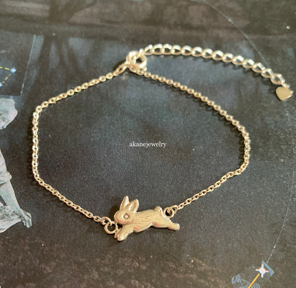 レトロなうさぎのブレスレット　シルバー製 4枚目の画像