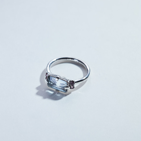 3月誕生石、アクアマリンとピンクスピネルのシルバーリング【Creema限定】(Silver950/指輪) 10枚目の画像
