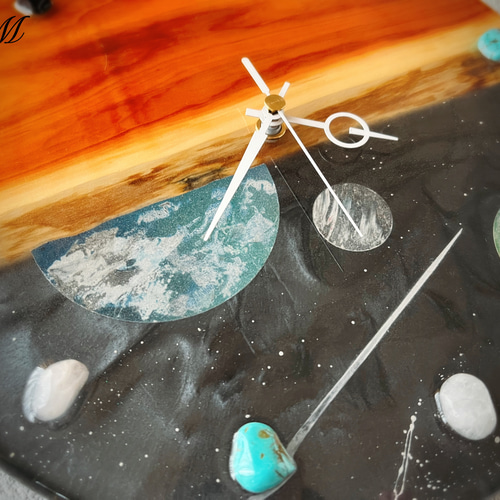 宇宙 ウッド レジン 壁掛け時計 (宇宙 / 星 / 惑星 / 地球 / 彗星