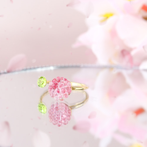 ガラス》桜ベリーのフォークリング 指輪 金平糖 ガラス ガラス ガラス》桜ベリーのフォークリング 指輪 金平糖 ガラス ガラス
