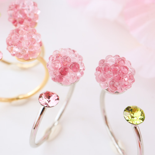 ガラス》桜ベリーのフォークリング 指輪 金平糖 ガラス ガラス ガラス》桜ベリーのフォークリング 指輪 金平糖 ガラス ガラス