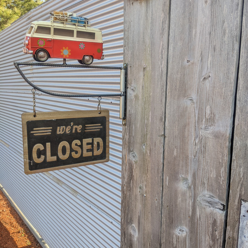 可愛らしい 壁掛け看板 ワーゲンバス オープン&クローズド サイン