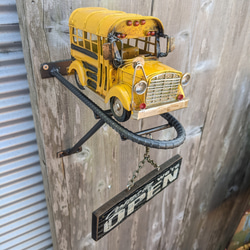 アメリカン スクールバス オープン&クローズ サインボード 壁掛け看板  #店舗什器  #ヴィンテージカー キッズルー厶 1枚目の画像