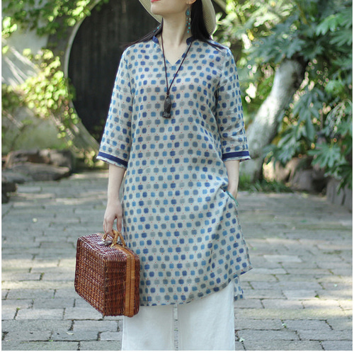 WEB限定デザイン 麻100%の夏用チュニック - 通販 - icsettimomilanese