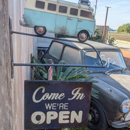 可愛らしい ワーゲンバス オープン看板 OPEN サインボード #店舗什器 可愛らしい ワーゲンバス オープン看板 OPEN サインボード #店舗