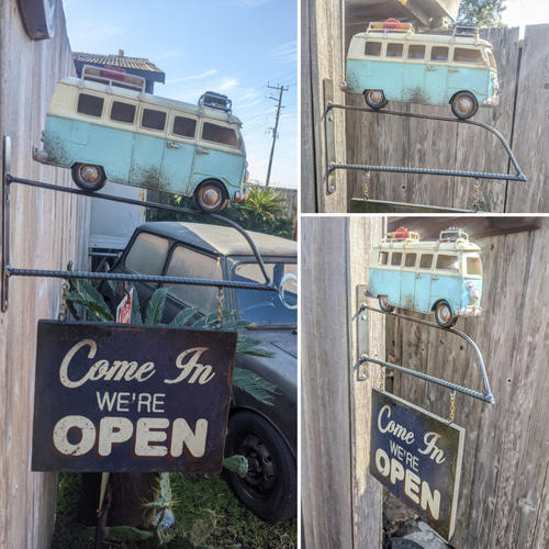可愛らしい ワーゲンバス オープン看板 OPEN サインボード #店舗什器 可愛らしい ワーゲンバス オープン看板 OPEN サインボード #店舗