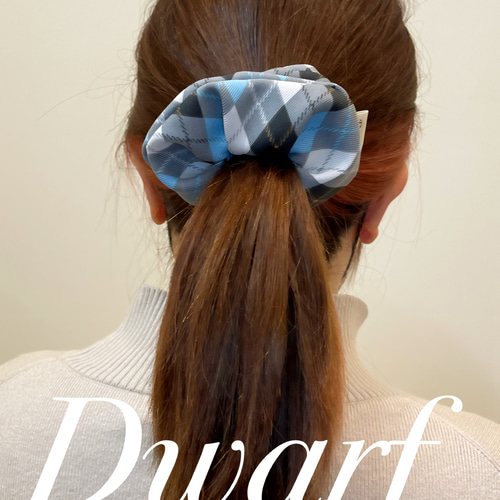 ★BARBOUR★ チェック シュシュ ロゴ ヘアバンド 送関込 アーガイルチェック柄シュシュ☆(ライトブルー系) シュシュ
