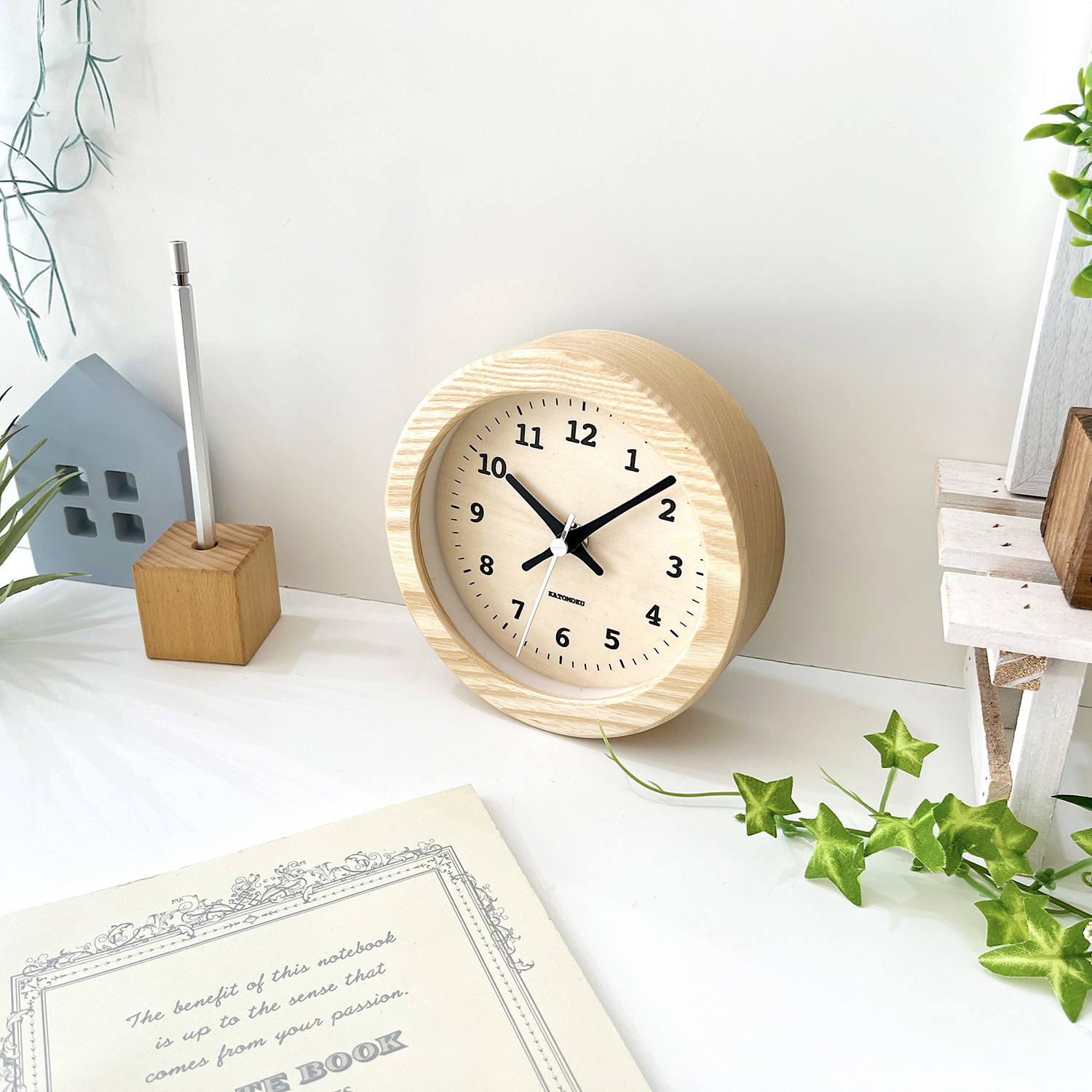 KATOMOKU Dual use clock 7 ナチュラル km-132NARC 電波時計 置き掛け兼用