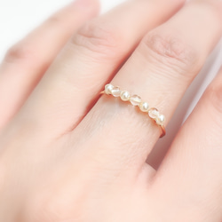 虹色フラワーと編みパールのワイヤーリング【2点セット】 指輪・リング