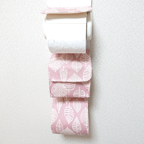 受注製作】再再販☆ 北欧リーフ×くすみピンク 4way小物入れ付