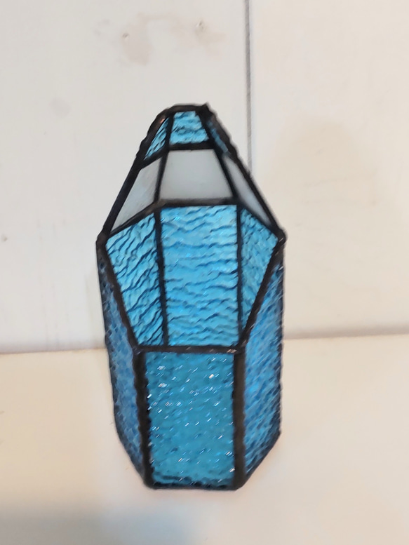 ステンドグラスの青い色えんぴつ型ペンスタンド ペン立て 5枚目の画像