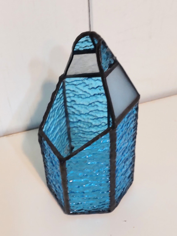 ステンドグラスの青い色えんぴつ型ペンスタンド ペン立て 4枚目の画像