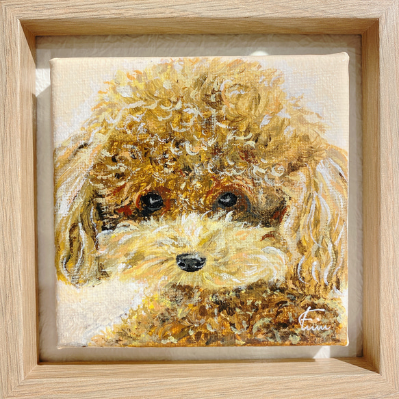 絵画 原画 トイプードル 犬 アートパネル 油絵風 ハンドメイド 掛け