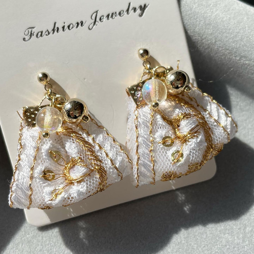 インド刺繍リボンタッセル ピアス 刺繍リボン アクセサリー 流行