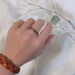 ＊展示品！ハンドメイド♪ ヴィンテージレザーのレザーリング 14.5号＊ 展示品！ハンドメイド♪ ヴィンテージレザーのレザーリング 14.5号＊