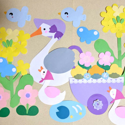 壁面飾り　白鳥と春♬　3月4月5月 1枚目の画像