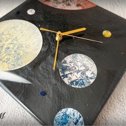 宇宙 レジン 壁掛け時計 (宇宙 / 金星 / 火星 / 惑星 / 地球 / スプレーアート )　【1点もの】 5枚目の画像