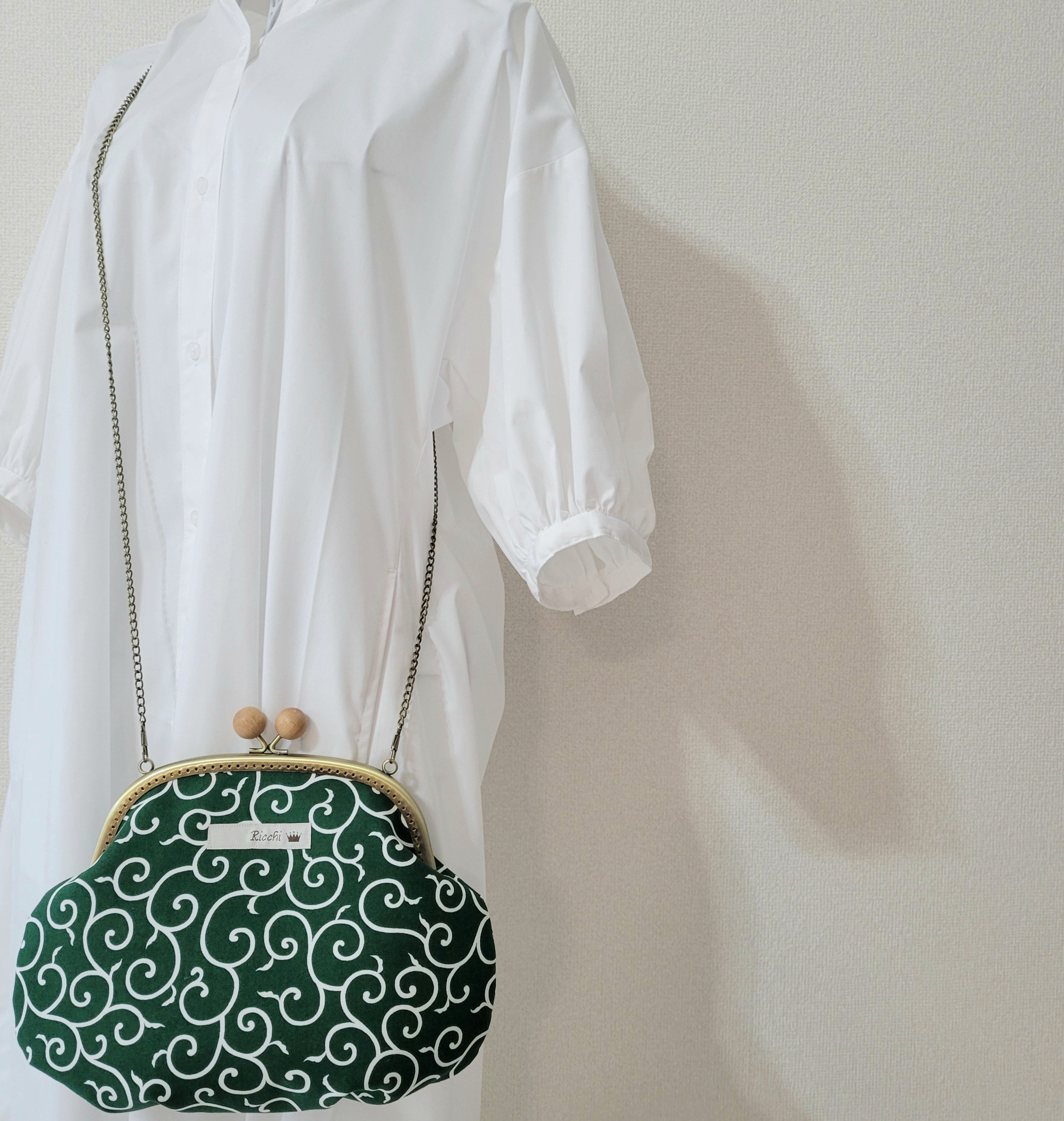 【ミッキー様】がま口インバッグがま口ショルダー唐草模様ハンドメイド