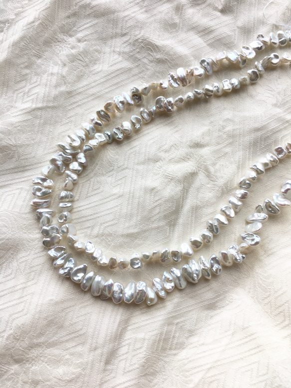 完売です　#393 keshi 湖水真珠　【6個】メタリック白ケシ　6.7×4ミリ　天然色メタリック白　高品質淡水真珠 13枚目の画像