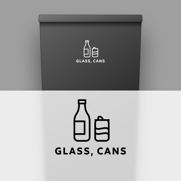 瓶・缶（Glass, Cans）【ゴミ分別ステッカー】 1枚目の画像