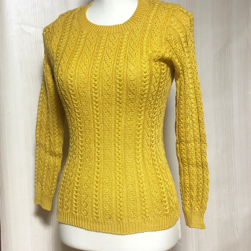 高級コットン100%サマーセーター 縄編み ハンドメイド ニット