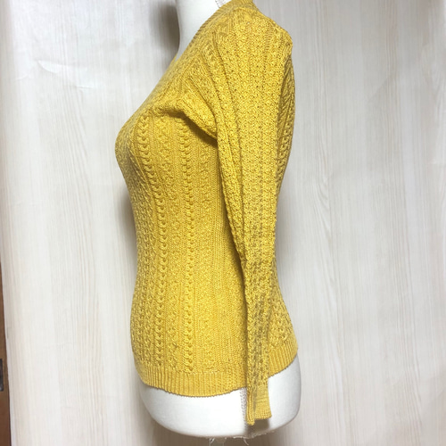 高級コットン100%サマーセーター 縄編み ハンドメイド ニット